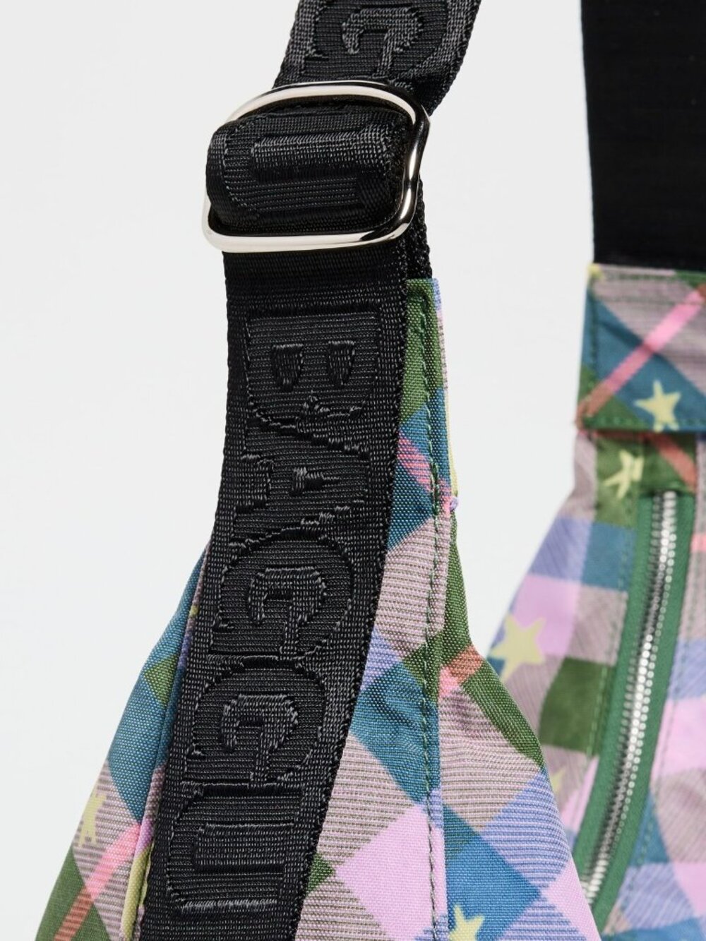 NWT Baggu Medium Crescent Bag - Green Star Plaid - Picture 6 of 8